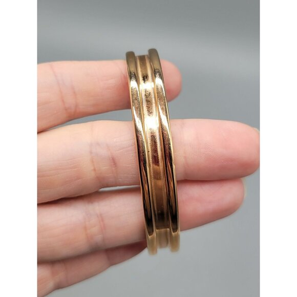 Rose Gold Signed Bangle Cuff Bracelet B1A - Picture 1 of 9